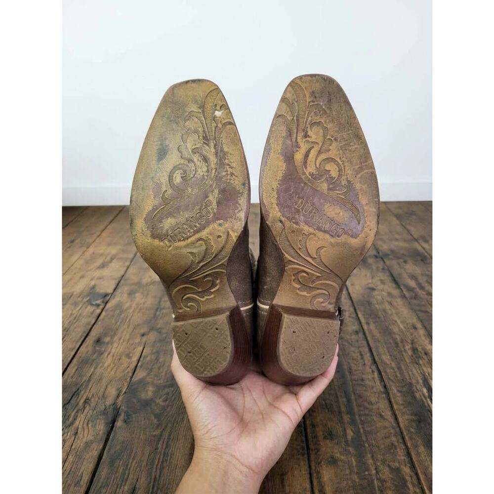 Durango Western Brown Distressed Star Harness Boots Sz 7.5M - Picture 6 of 9